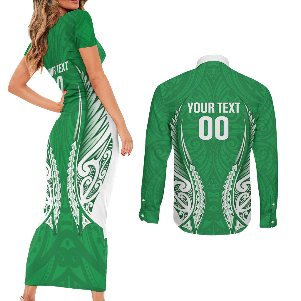 Manawatu 2026 Rugby Custom Couples Matching Short Sleeve Bodycon Dress and Long Sleeve Button Shirt NZ Maori Silver Fern
