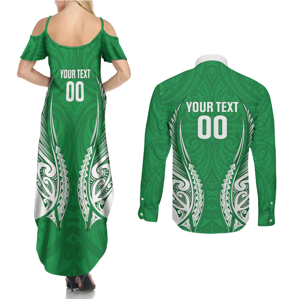 Manawatu 2026 Rugby Custom Couples Matching Summer Maxi Dress and Long Sleeve Button Shirt NZ Maori Silver Fern