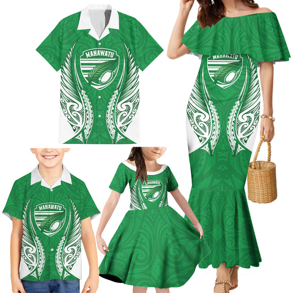Manawatu 2026 Rugby Custom Family Matching Mermaid Dress and Hawaiian Shirt NZ Maori Silver Fern