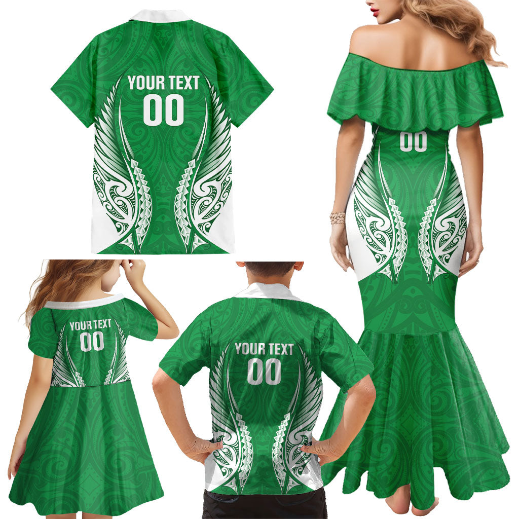 Manawatu 2026 Rugby Custom Family Matching Mermaid Dress and Hawaiian Shirt NZ Maori Silver Fern