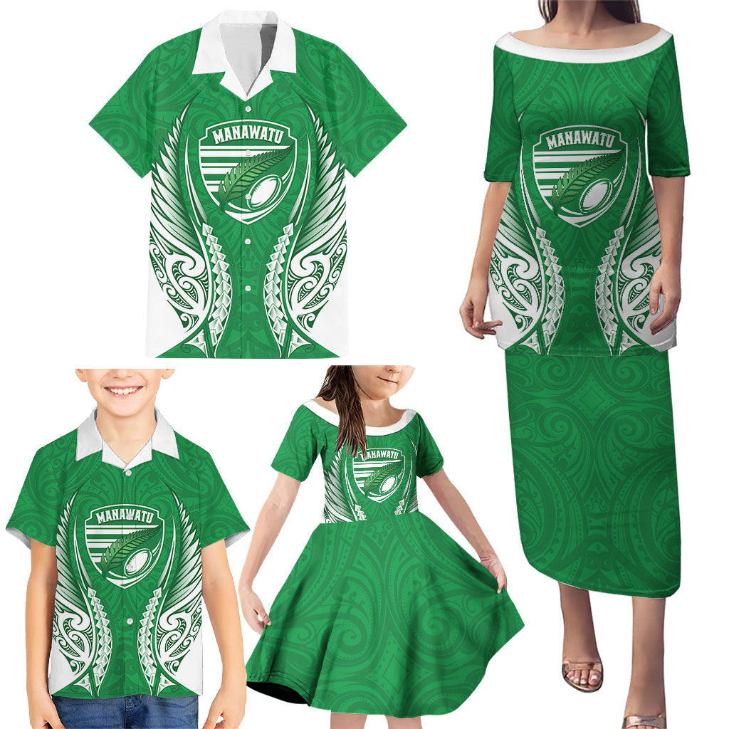 Manawatu 2026 Rugby Custom Family Matching Puletasi and Hawaiian Shirt NZ Maori Silver Fern
