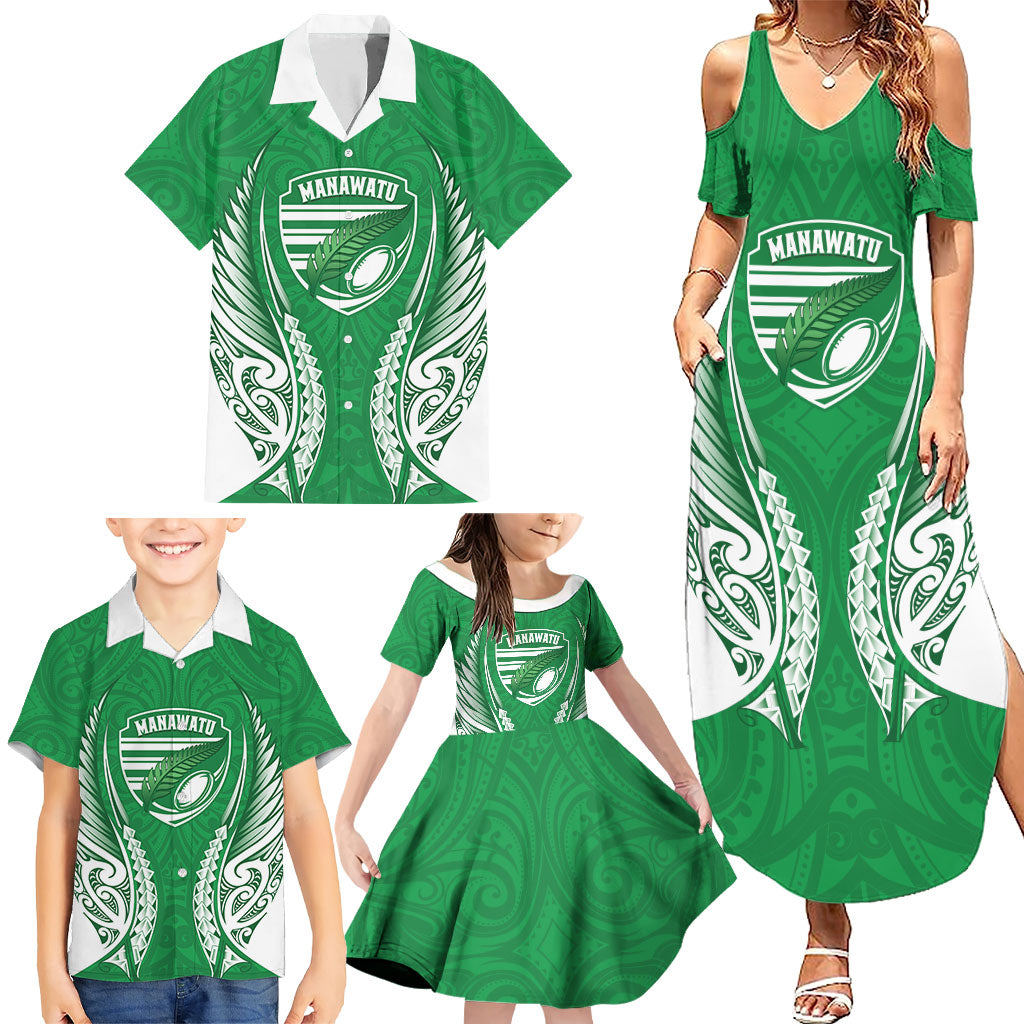 Manawatu 2026 Rugby Custom Family Matching Summer Maxi Dress and Hawaiian Shirt NZ Maori Silver Fern