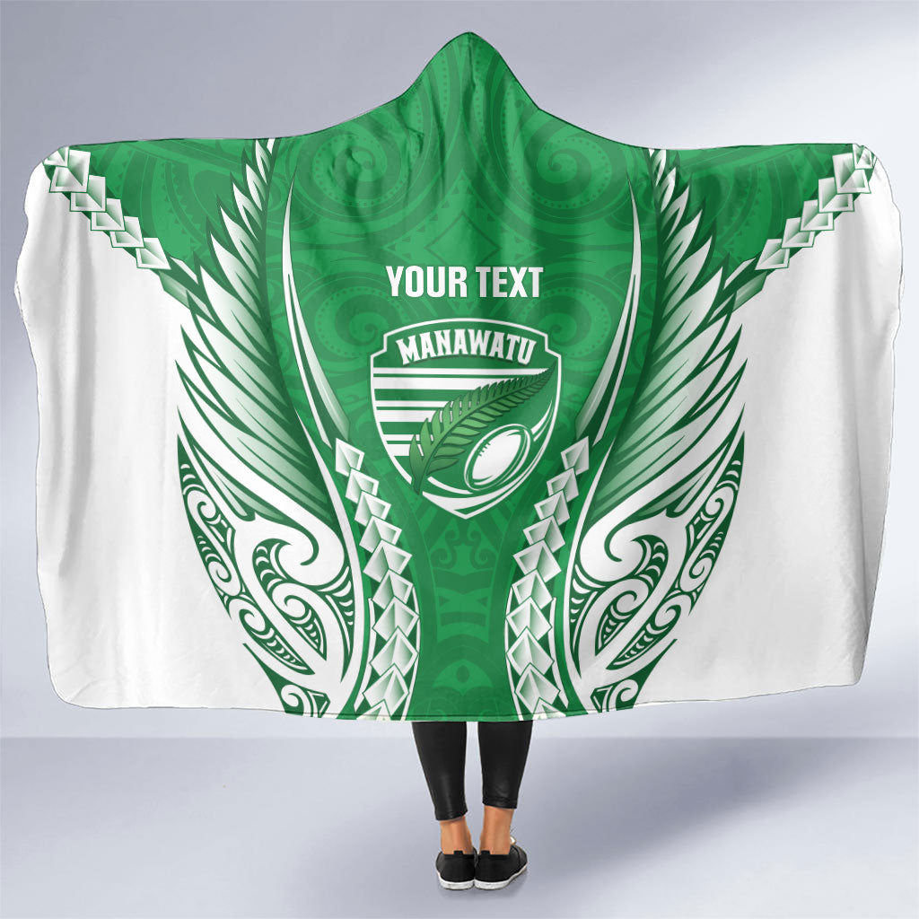 Manawatu 2026 Rugby Custom Hooded Blanket NZ Maori Silver Fern LT14 One Size Green - Polynesian Pride