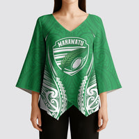 Manawatu 2026 Rugby Custom Kimono Sleeve Blouse NZ Maori Silver Fern