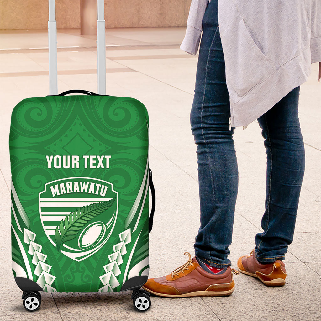 Manawatu 2026 Rugby Custom Luggage Cover NZ Maori Silver Fern LT14 Green - Polynesian Pride