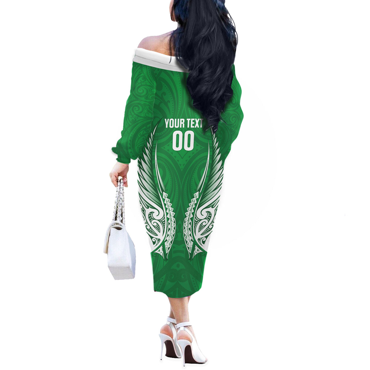 Manawatu 2026 Rugby Custom Off The Shoulder Long Sleeve Dress NZ Maori Silver Fern