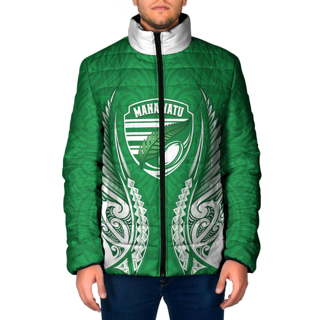 Manawatu 2026 Rugby Custom Padded Jacket NZ Maori Silver Fern LT14 Men Green - Polynesian Pride
