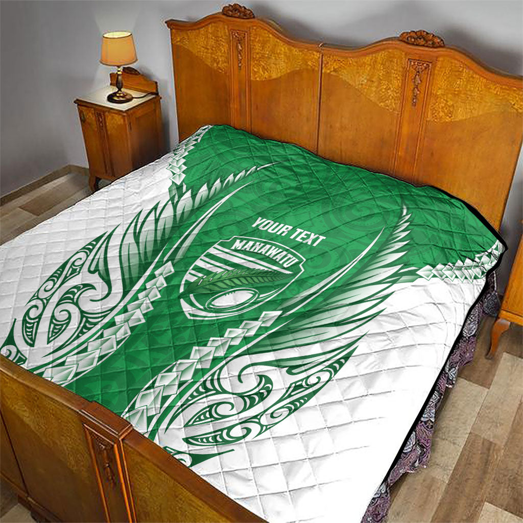 Manawatu 2026 Rugby Custom Quilt NZ Maori Silver Fern