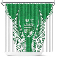 Manawatu 2026 Rugby Custom Shower Curtain NZ Maori Silver Fern
