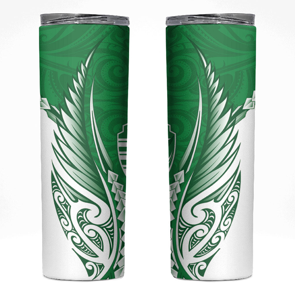 Manawatu 2026 Rugby Custom Skinny Tumbler NZ Maori Silver Fern LT14 Green - Polynesian Pride