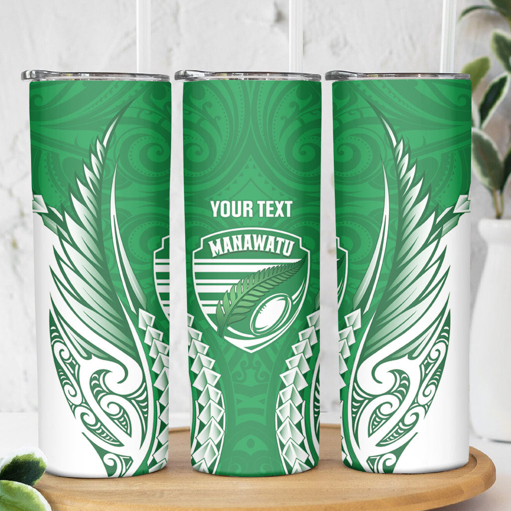 Manawatu 2026 Rugby Custom Skinny Tumbler NZ Maori Silver Fern
