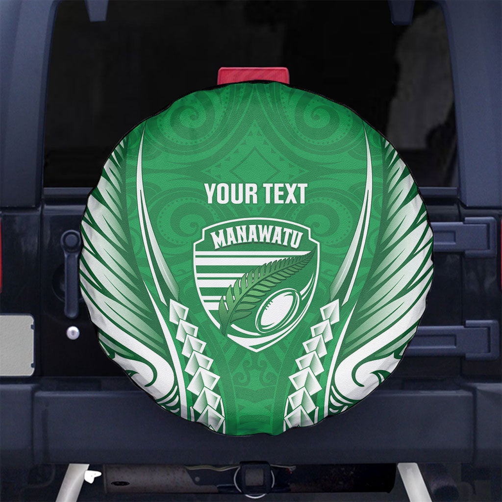 Manawatu 2026 Rugby Custom Spare Tire Cover NZ Maori Silver Fern LT14 No hole Green - Polynesian Pride