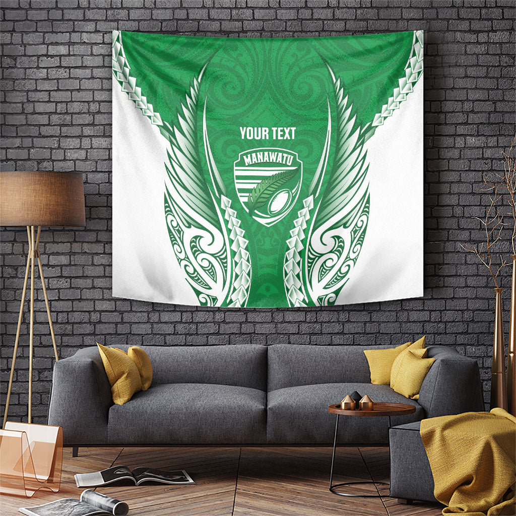 Manawatu 2026 Rugby Custom Tapestry NZ Maori Silver Fern LT14 Green - Polynesian Pride