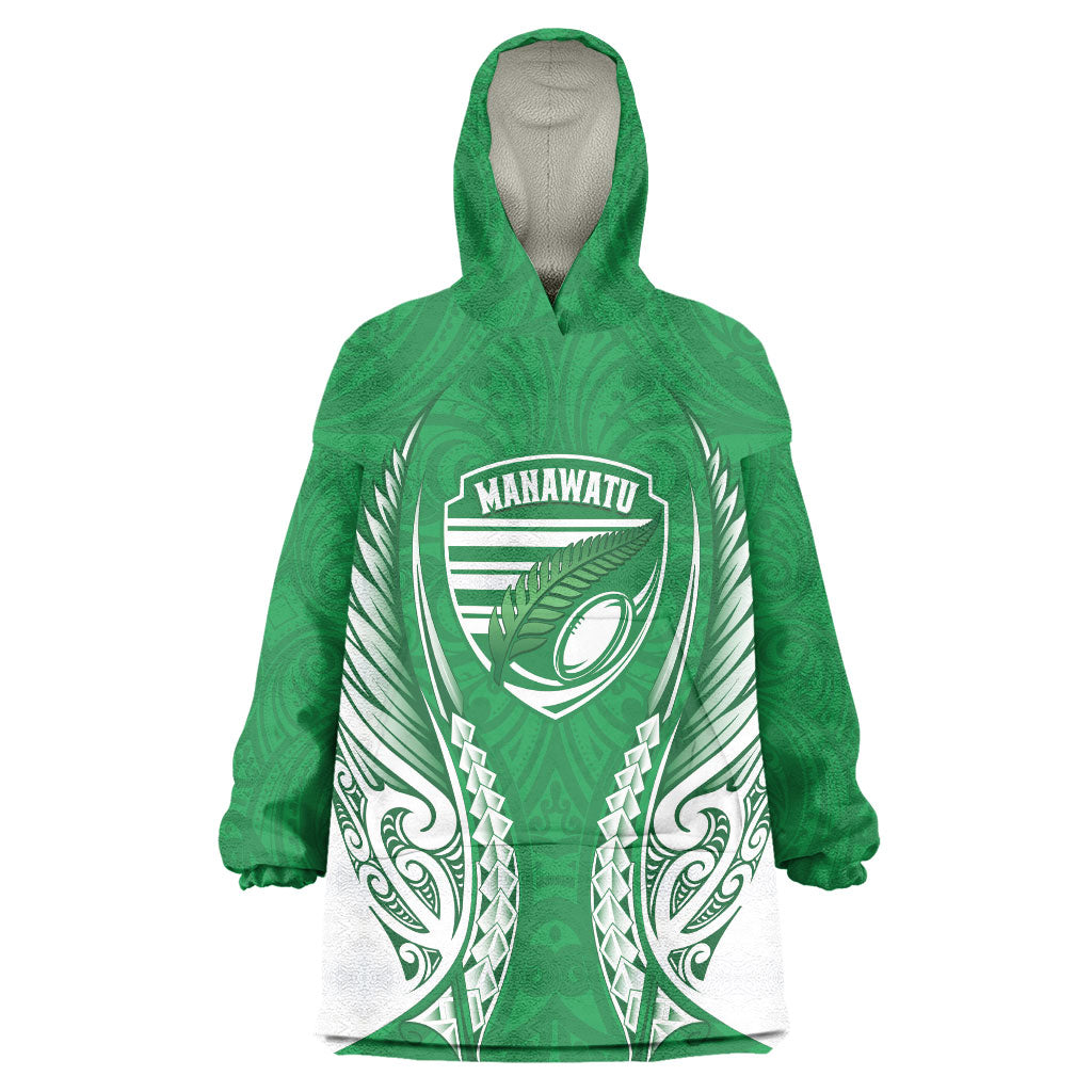 Manawatu 2026 Rugby Custom Wearable Blanket Hoodie NZ Maori Silver Fern
