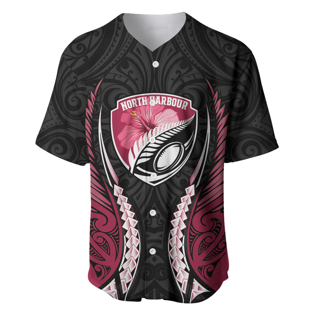 North Harbour 2026 Rugby Custom Baseball Jersey NZ Maori Silver Fern LT14 Maroon - Polynesian Pride