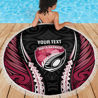 North Harbour 2026 Rugby Custom Beach Blanket NZ Maori Silver Fern