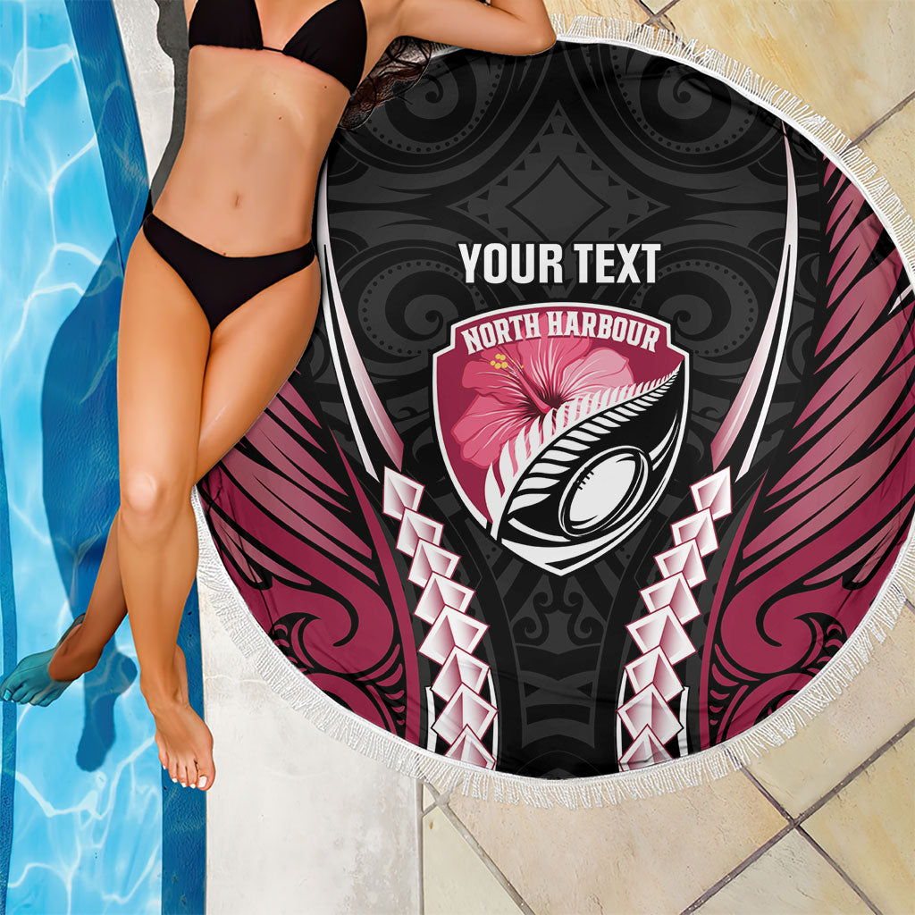 North Harbour 2026 Rugby Custom Beach Blanket NZ Maori Silver Fern