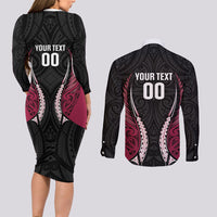 North Harbour 2026 Rugby Custom Couples Matching Long Sleeve Bodycon Dress and Long Sleeve Button Shirt NZ Maori Silver Fern