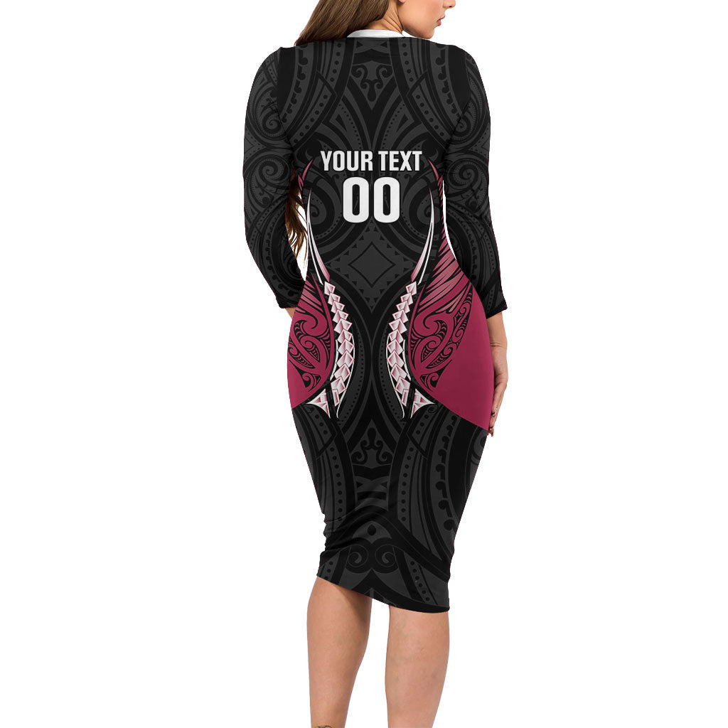 North Harbour 2026 Rugby Custom Family Matching Long Sleeve Bodycon Dress and Hawaiian Shirt NZ Maori Silver Fern