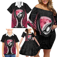 North Harbour 2026 Rugby Custom Family Matching Off Shoulder Short Dress and Hawaiian Shirt NZ Maori Silver Fern