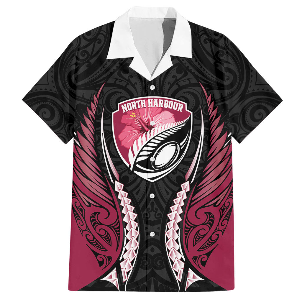 North Harbour 2026 Rugby Custom Hawaiian Shirt NZ Maori Silver Fern LT14 Maroon - Polynesian Pride