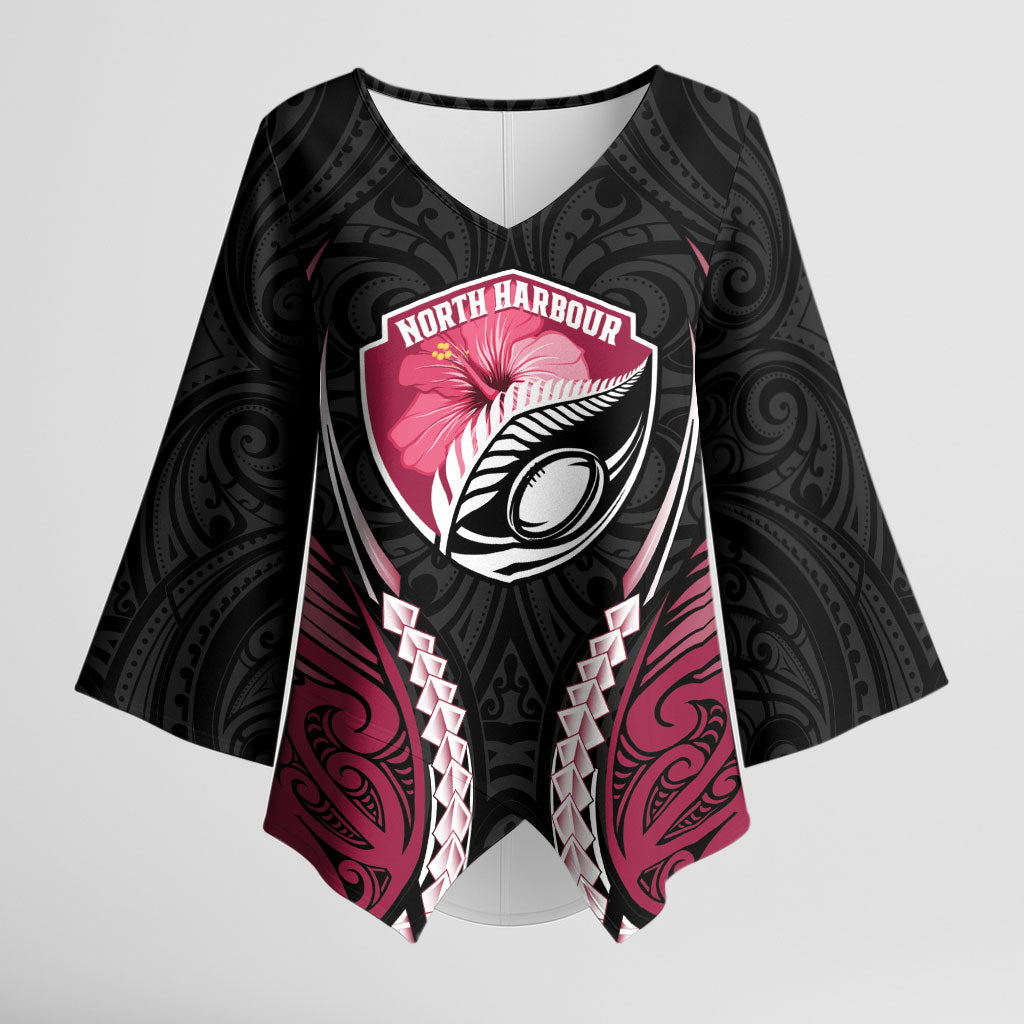 North Harbour 2026 Rugby Custom Kimono Sleeve Blouse NZ Maori Silver Fern