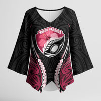 North Harbour 2026 Rugby Custom Kimono Sleeve Blouse NZ Maori Silver Fern