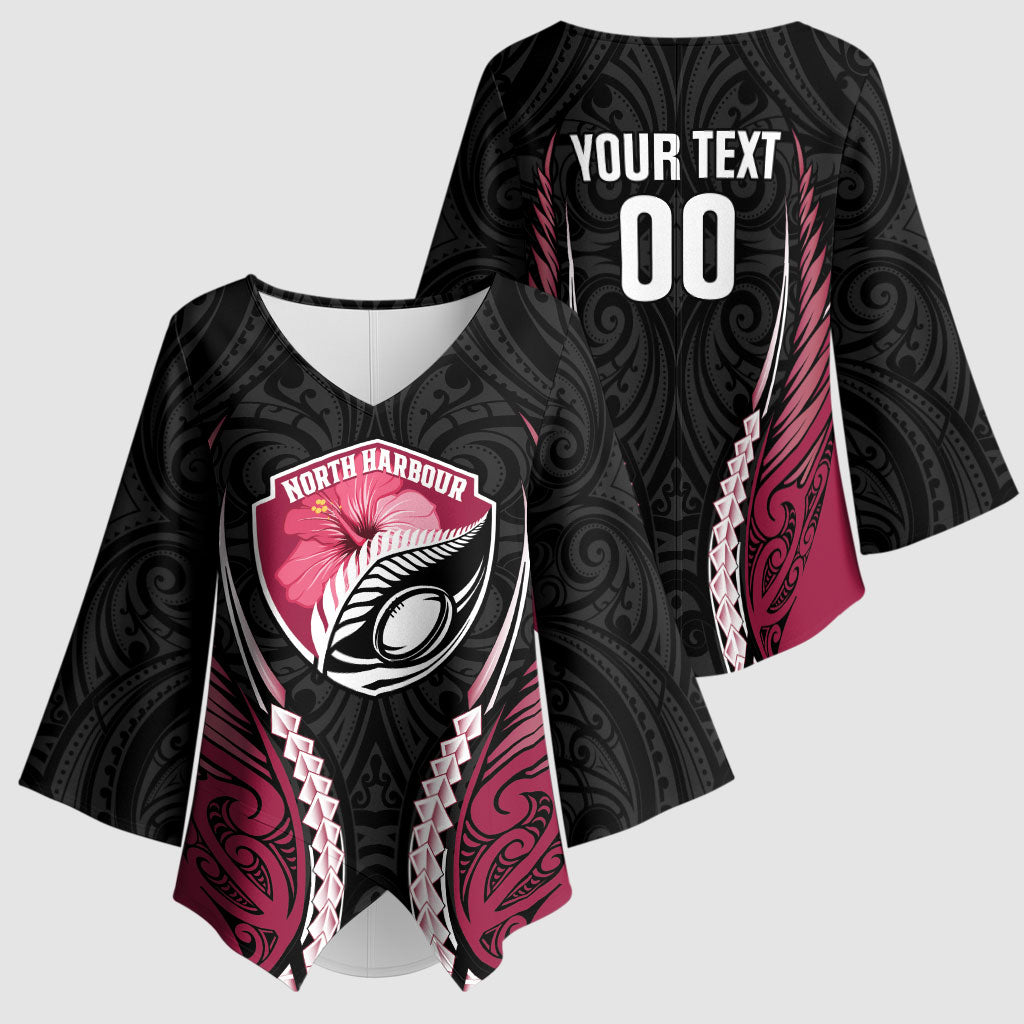 North Harbour 2026 Rugby Custom Kimono Sleeve Blouse NZ Maori Silver Fern