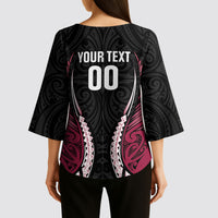 North Harbour 2026 Rugby Custom Kimono Sleeve Blouse NZ Maori Silver Fern