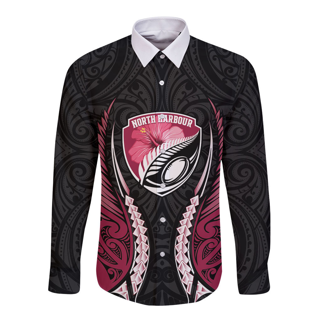 North Harbour 2026 Rugby Custom Long Sleeve Button Shirt NZ Maori Silver Fern