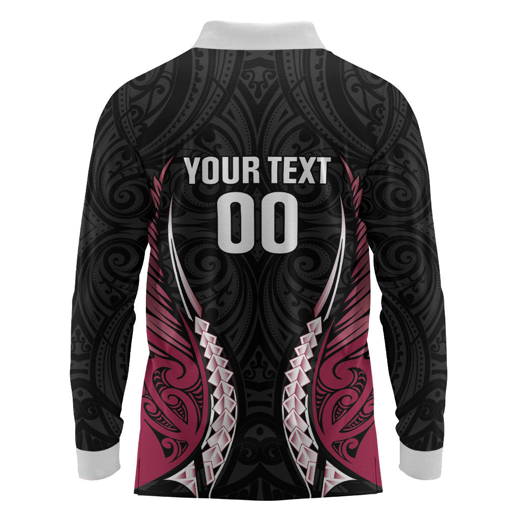 North Harbour 2026 Rugby Custom Long Sleeve Polo Shirt NZ Maori Silver Fern