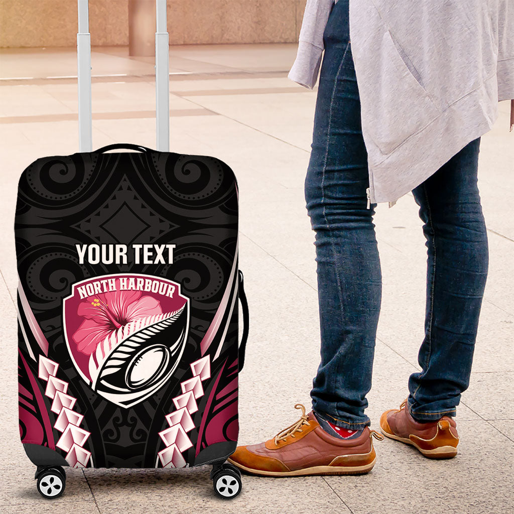North Harbour 2026 Rugby Custom Luggage Cover NZ Maori Silver Fern LT14 Maroon - Polynesian Pride