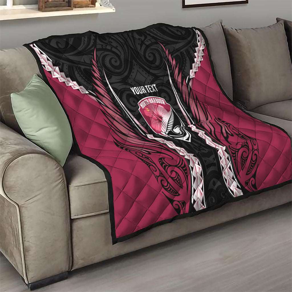 North Harbour 2026 Rugby Custom Quilt NZ Maori Silver Fern