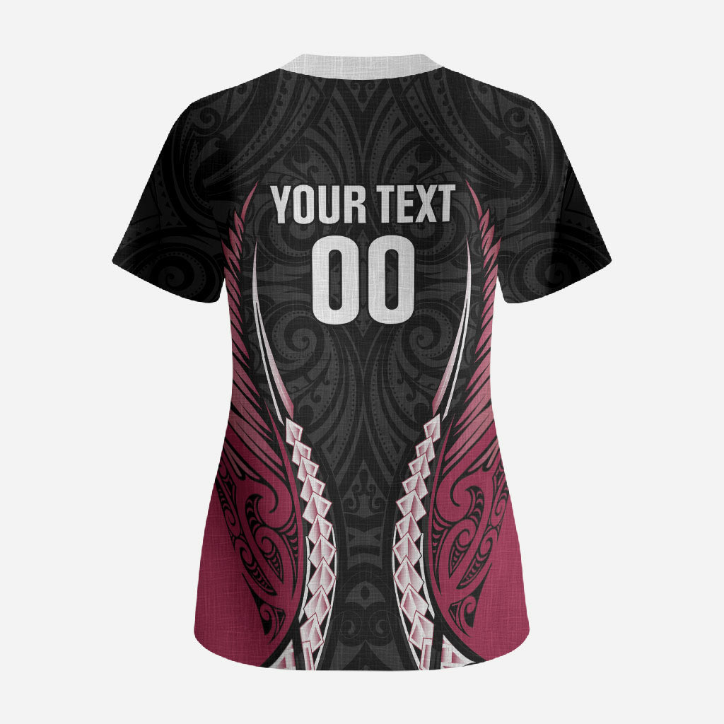 North Harbour 2026 Rugby Custom Scrub Top NZ Maori Silver Fern