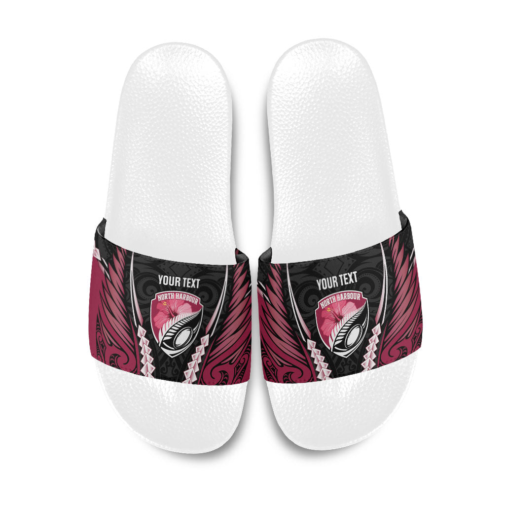 North Harbour 2026 Rugby Custom Slide Sandals NZ Maori Silver Fern
