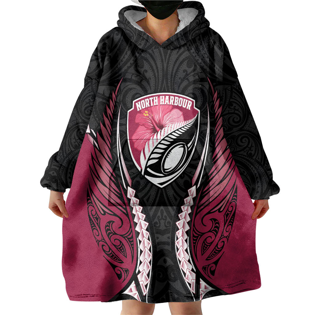North Harbour 2026 Rugby Custom Wearable Blanket Hoodie NZ Maori Silver Fern