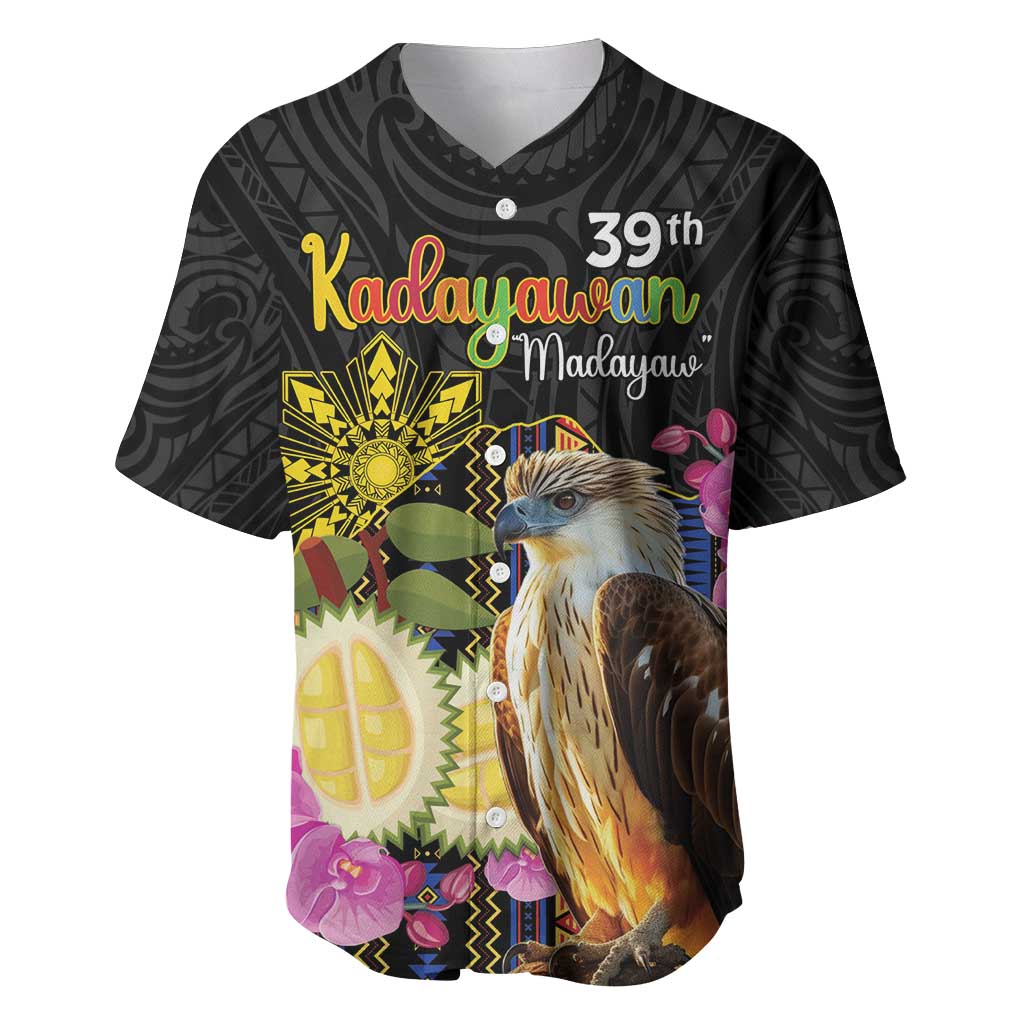 Kadayawan Philippines Baseball Jersey Filipino Eagle Happy 39th Anniversary LT14 Black - Polynesian Pride