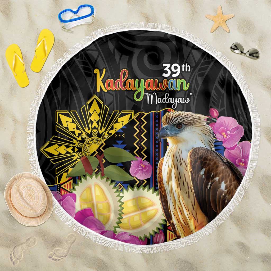 Kadayawan Philippines Beach Blanket Filipino Eagle Happy 39th Anniversary LT14 One Size 150cm Black - Polynesian Pride