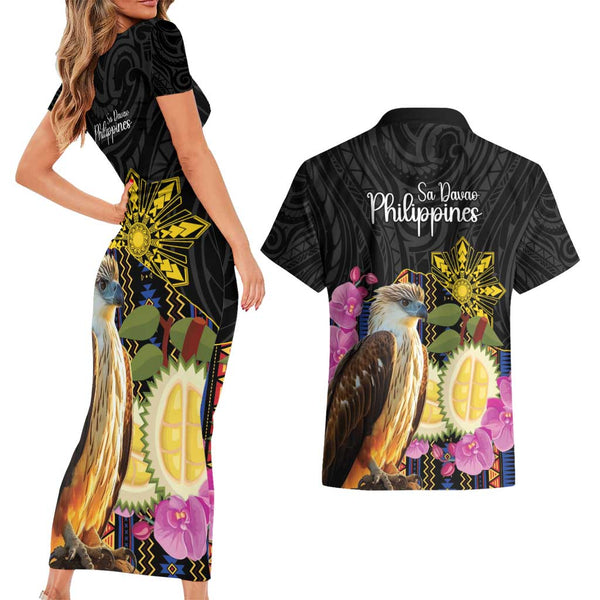 Australia Wallabies and Aotearoa Rugby Couples Matching Short Sleeve Bodycon Dress and Hawaiian Shirt Kangaroo Black Fern Maori Green Vibe LT9 main image 0