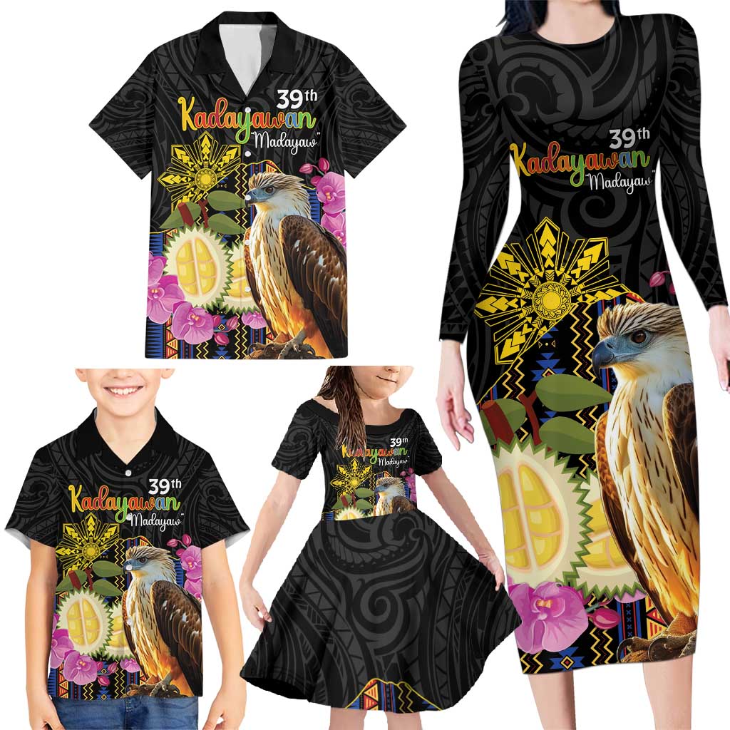 Kadayawan Philippines Family Matching Long Sleeve Bodycon Dress and Hawaiian Shirt Filipino Eagle Happy 39th Anniversary LT14 - Polynesian Pride