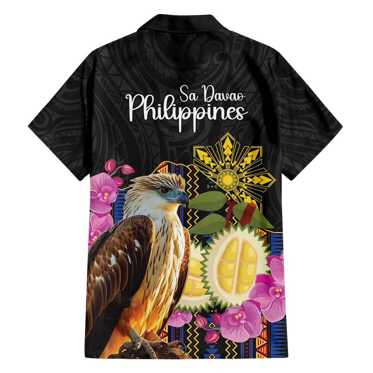 Kadayawan Philippines Family Matching Off The Shoulder Long Sleeve Dress and Hawaiian Shirt Filipino Eagle Happy 39th Anniversary LT14 - Polynesian Pride