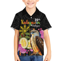 Kadayawan Philippines Family Matching Off The Shoulder Long Sleeve Dress and Hawaiian Shirt Filipino Eagle Happy 39th Anniversary LT14 Son's Shirt Black - Polynesian Pride