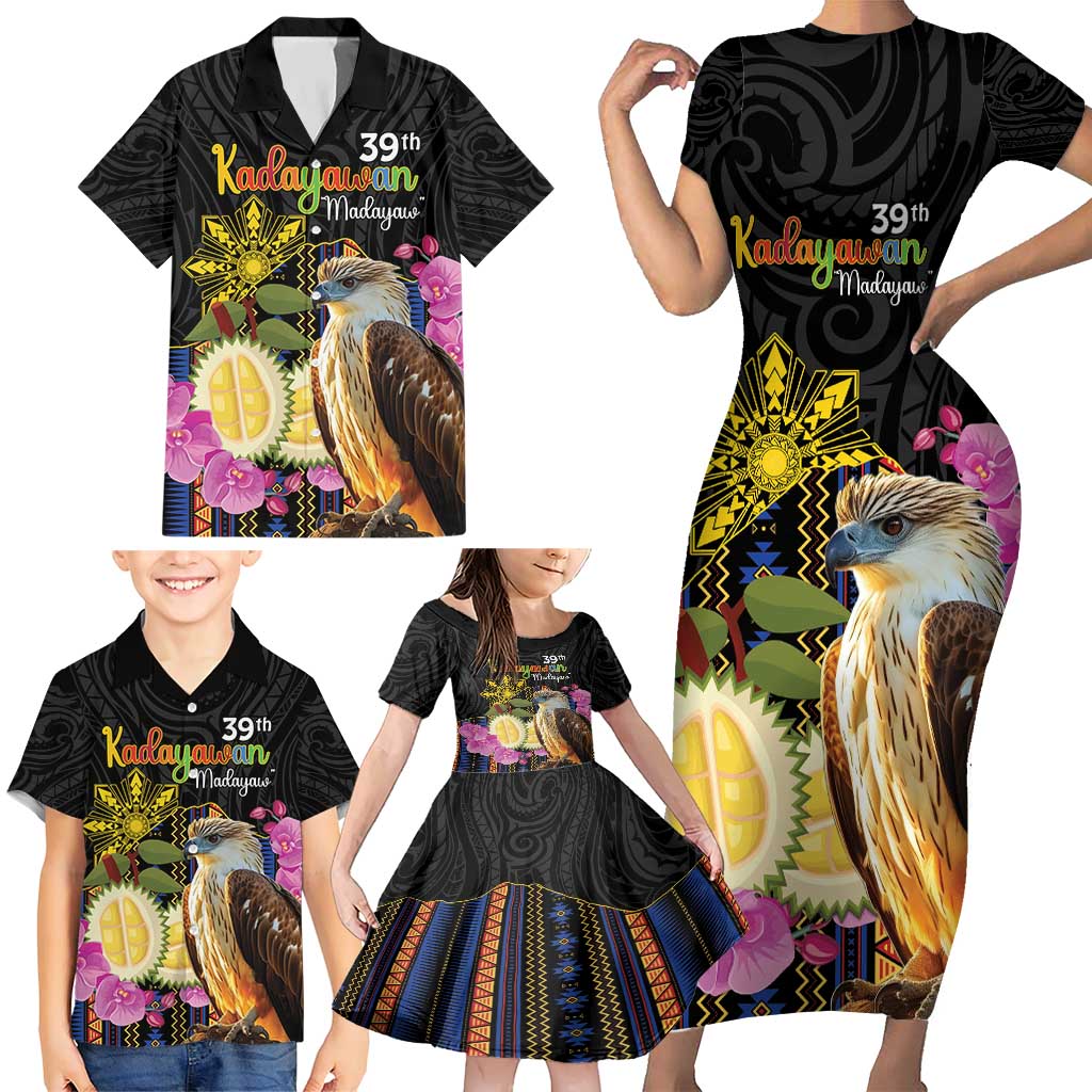 Kadayawan Philippines Family Matching Short Sleeve Bodycon Dress and Hawaiian Shirt Filipino Eagle Happy 39th Anniversary LT14 - Polynesian Pride