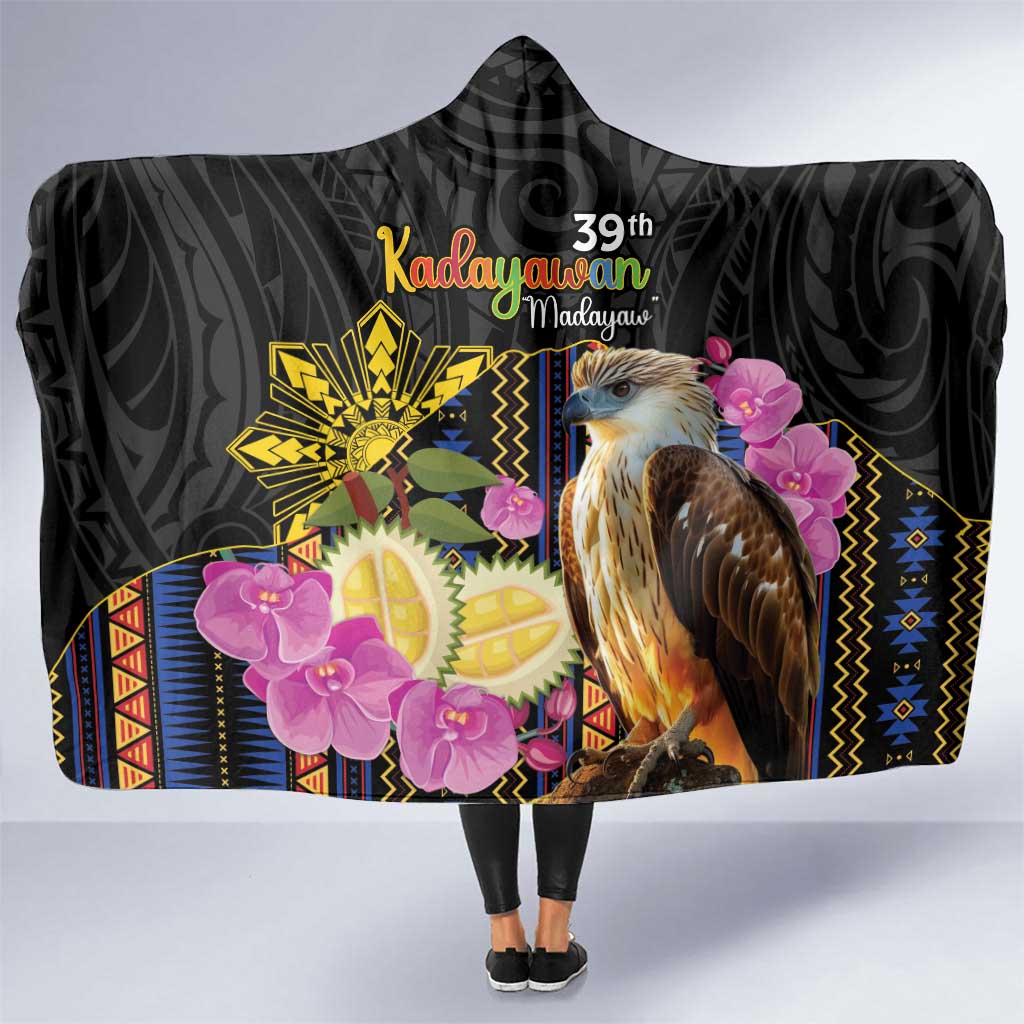 Kadayawan Philippines Hooded Blanket Filipino Eagle Happy 39th Anniversary LT14 One Size Black - Polynesian Pride