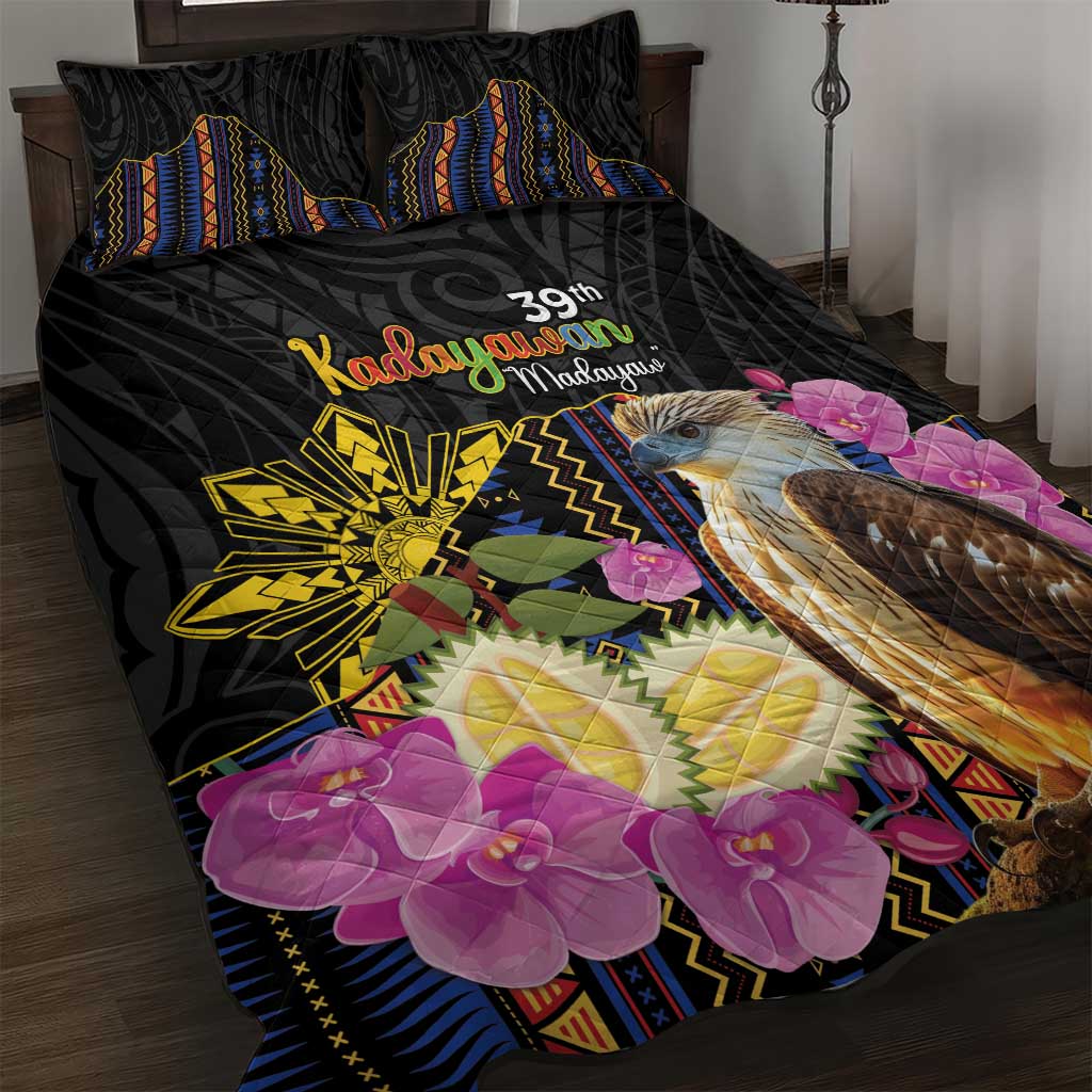 Kadayawan Philippines Quilt Bed Set Filipino Eagle Happy 39th Anniversary LT14 Black - Polynesian Pride