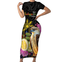 Kadayawan Philippines Short Sleeve Bodycon Dress Filipino Eagle Happy 39th Anniversary LT14 Long Dress Black - Polynesian Pride