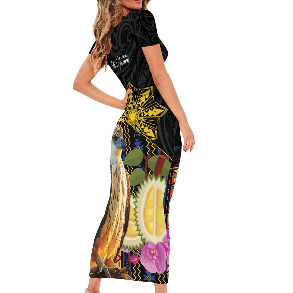 Kadayawan Philippines Short Sleeve Bodycon Dress Filipino Eagle Happy 39th Anniversary LT14 - Polynesian Pride