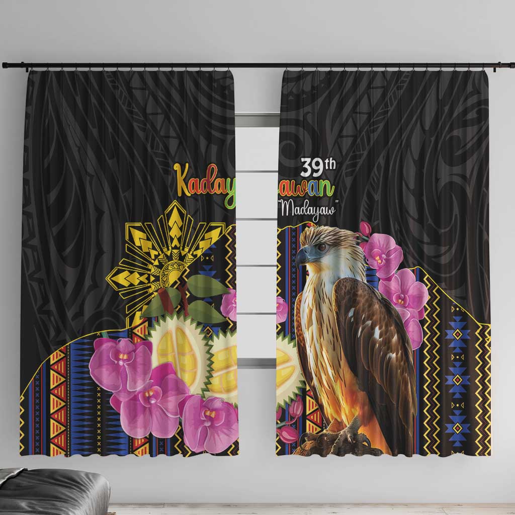 Kadayawan Philippines Window Curtain Filipino Eagle Happy 39th Anniversary LT14 With Hooks Black - Polynesian Pride