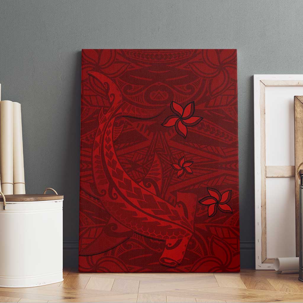 Oxblood Polynesia Canvas Wall Art Hawaiian Tribal Hammerhead Shark Tattoo