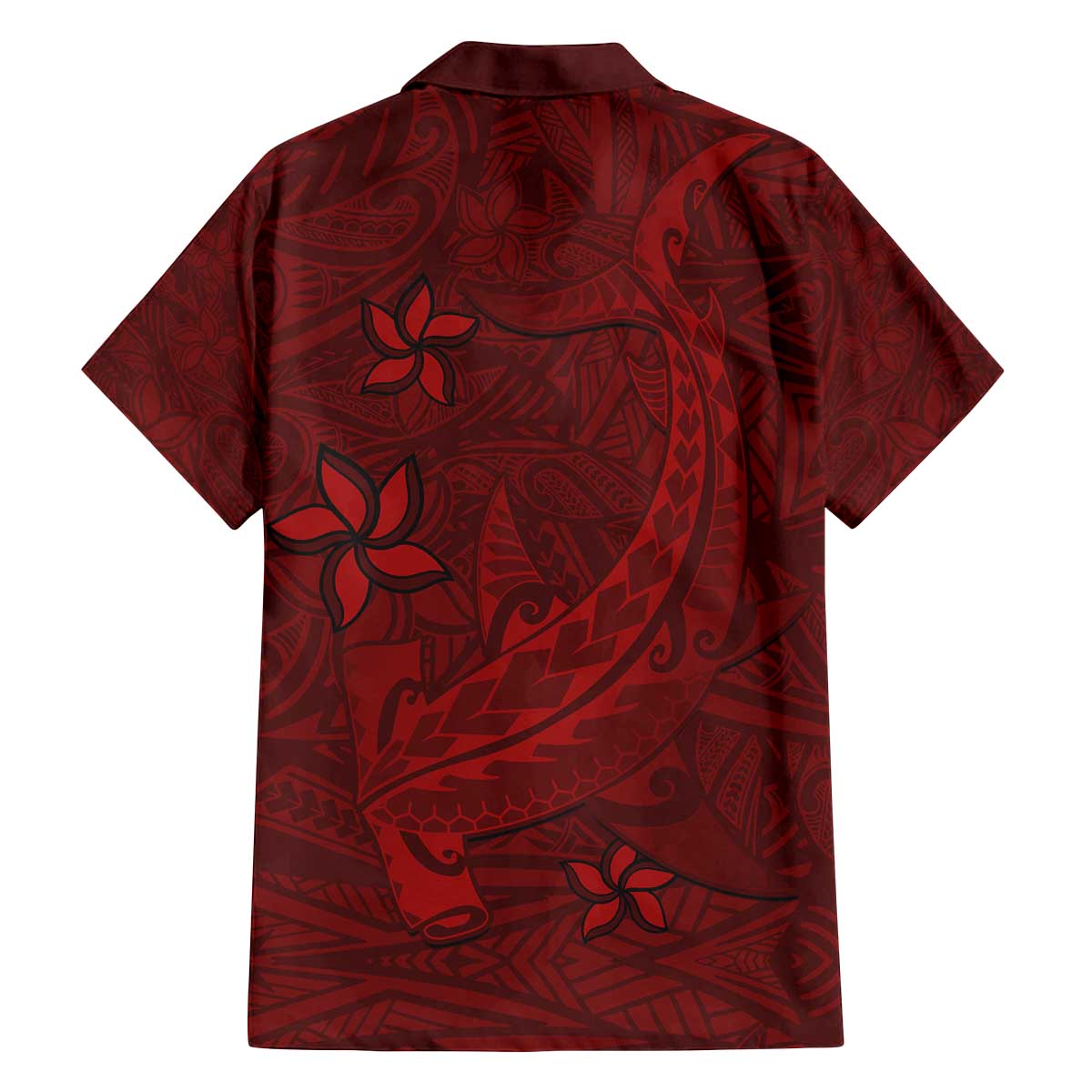 Oxblood Polynesia Family Matching Off The Shoulder Long Sleeve Dress and Hawaiian Shirt Hawaiian Tribal Hammerhead Shark Tattoo LT14 - Polynesian Pride
